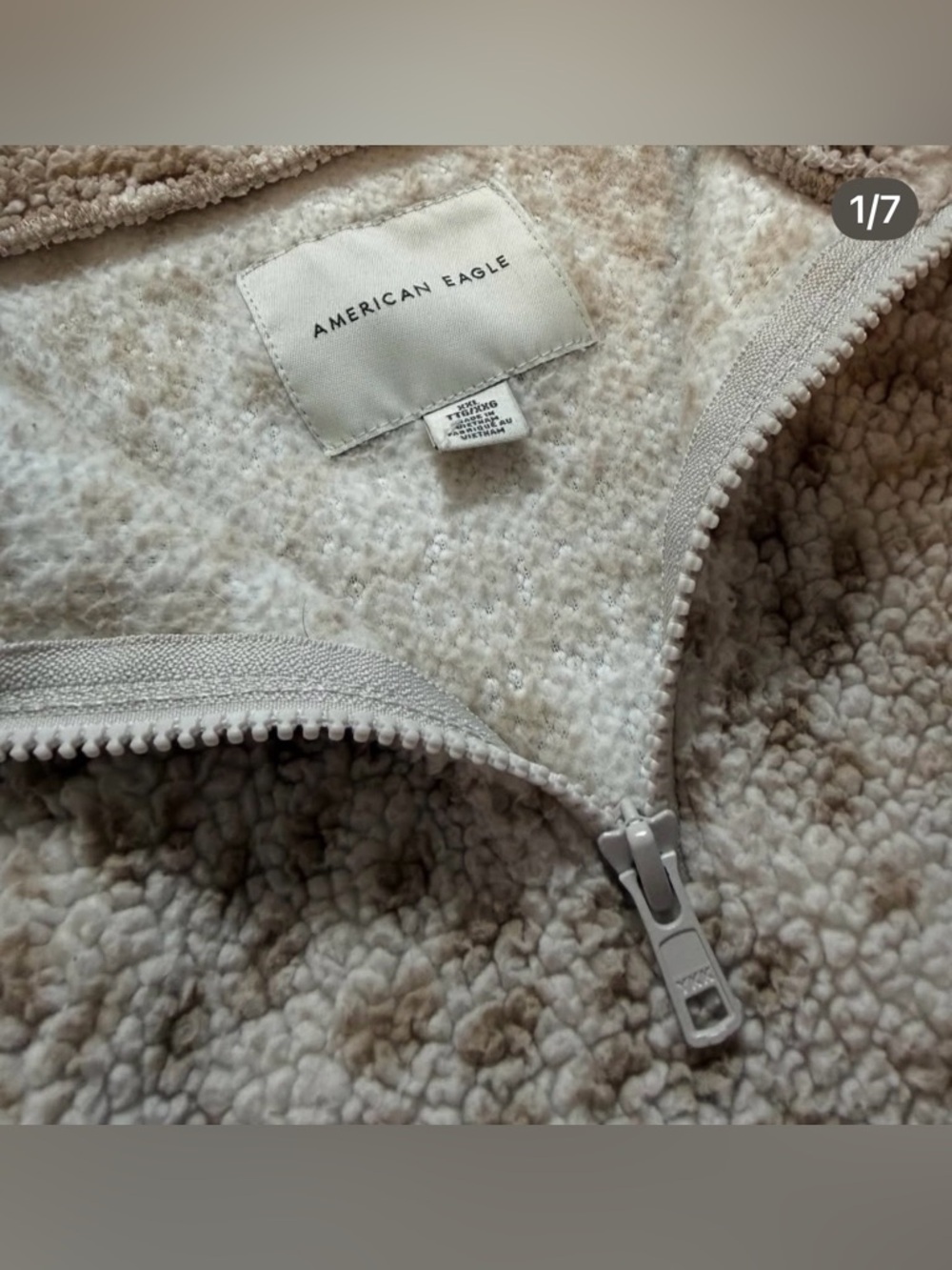 American Eagle Animal Print Half-Zip Sherpa Long Sleeve Pullover